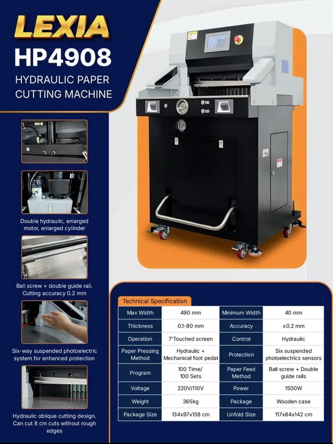 Mesin Potong Kertas Hydraulic HP4908 - Lexia — Mesin Potong Kertas
