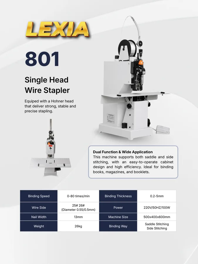 Mesin Jahit Kawat Single Head 801 - Lexia — Mesin Jahit Kawat